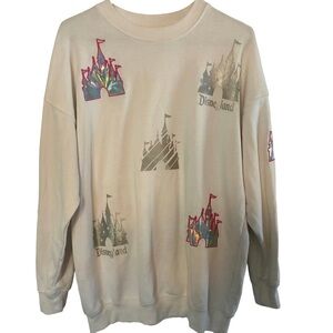 Disney Parks Holographic Cinderella Castle Sweatshirt White Medium